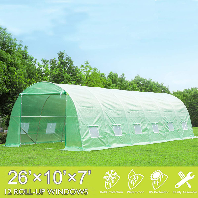 EROMMY 26' x 10' x 7' Walk-In Greenhouse Tunnel, Large